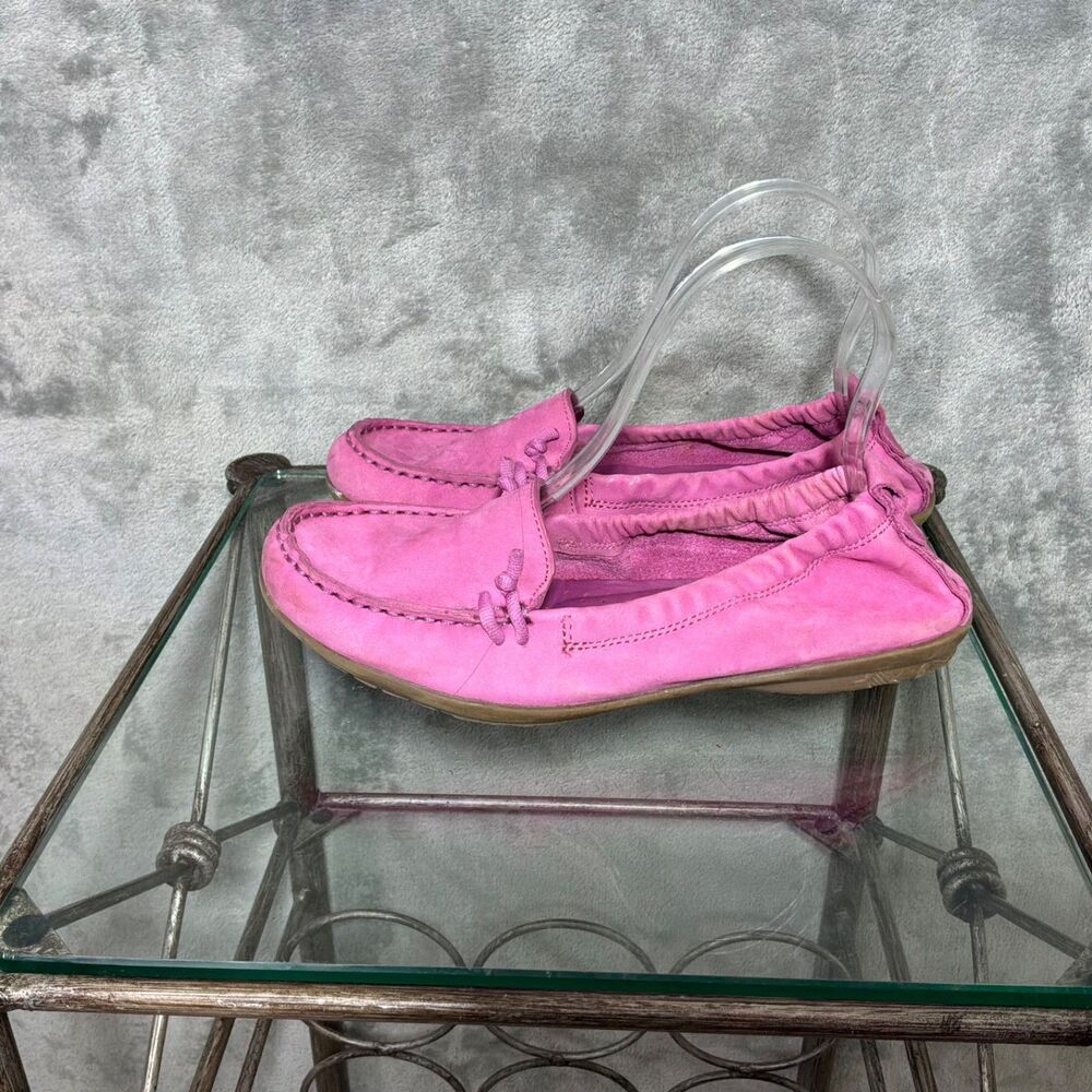 Hush Puppies Moyen shoes Suede Slip On Women's Sz 8 Pink moccasin comfort Travel